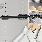 Valet Rod For Closet Pull Out, Heavy Duty Adjustable Valet Rod For Closet, Laundry Room, Bedroom, Bathroom (Black)