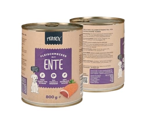 Primox | Ente 2x6x800g | Sparpaket | Hundefutter