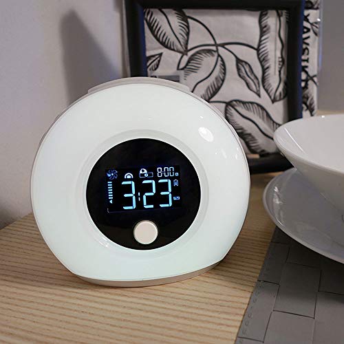 Wanduhr Alarmleuchte Smart-Wake, Weckalarm Lampe Schlafmittel Mit Digital Wireless Bluetooth Lautsprecher LED Wecker Erwachsene Weiß 13 *