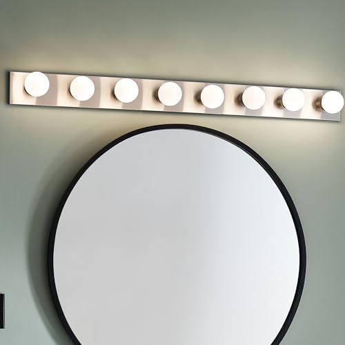 Kichler Linear 48" Bathroom Vanity Light Fixture, 8-Light Modern Brushed Nickel Bath Bar for Bathroom Lighting over Mirror, Transitional Style (48" x 4.25" x 2"), 628NI by Kichler - Image 2
