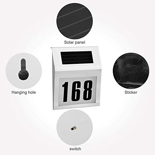Jingrong House Numbers, Solar Powered Address Numbers Sign For Houses Stainless Steel House Number Plaque Light Up For Outdoor Yard Street #TOP2