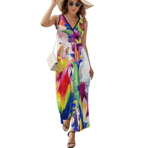 Robe sans manches légère avec col V flatteur et longueur maxi confortable