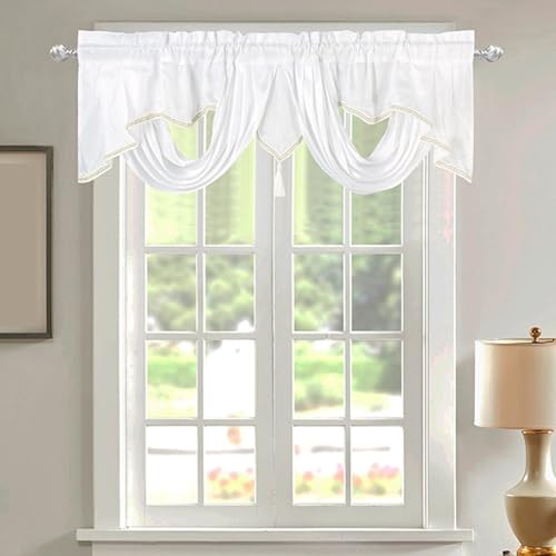 JTPMYFT Wellenvorhangkopf mit Volant, Weiß