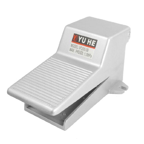 sourcingmap Gray Metal 2 Position 3 Way Momentary Foot Pedal Operated Valve Air Switch, Grey