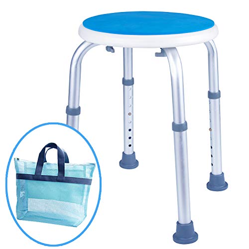 Medokare Padded Round Shower Stool - Shower Seat For Seniors With Tote Bag, Shower Bench Bath Chair For Elderly, Handicap Tub Shower Seats For Adults (White Round Stool) #TOP19