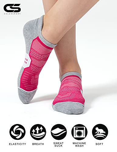 Image of CS CELERSPORT 6 Pack Women's Ankle Running Socks Cushioned Low Cut Tab Athletic Socks