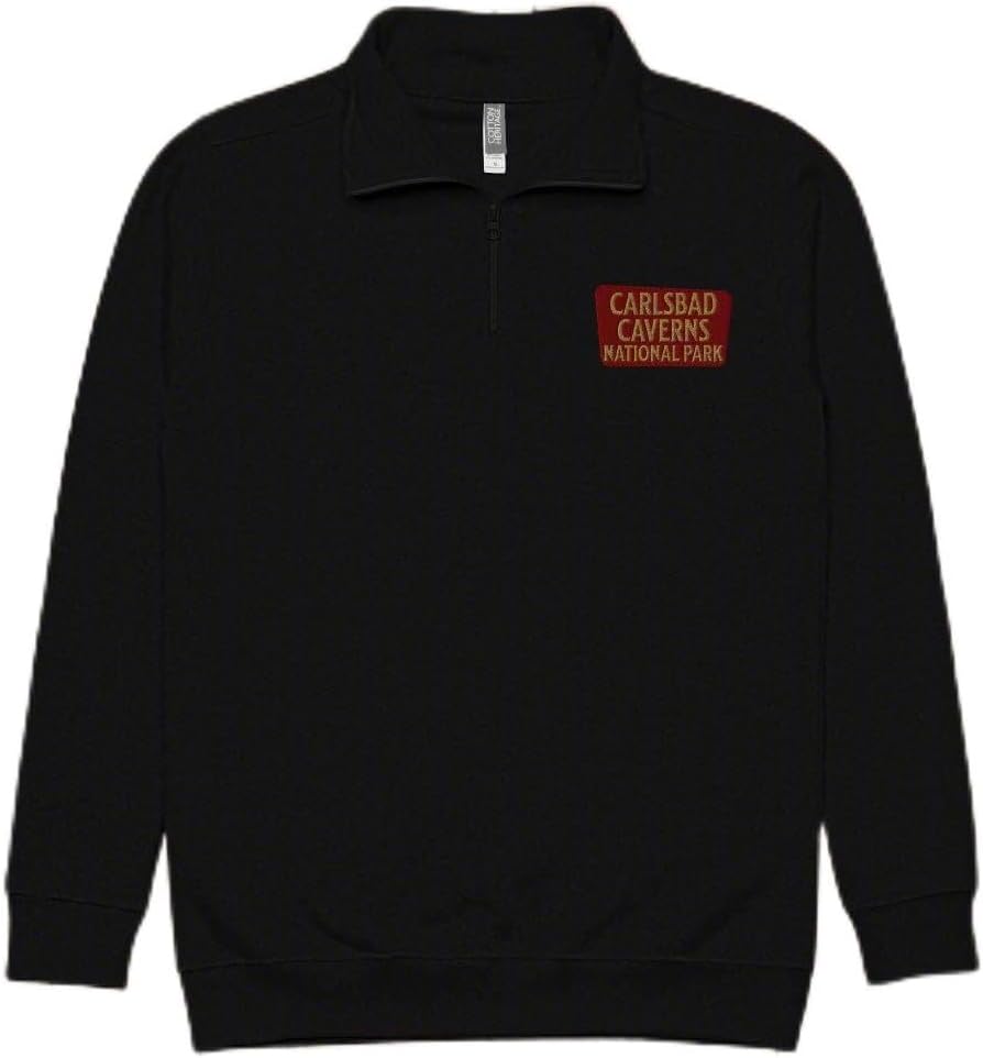 Carlsbad Caverns National Park 1/4 Zip Fleece Pullover | Outdoor Nature Hiking Graphic Tee - Black 3