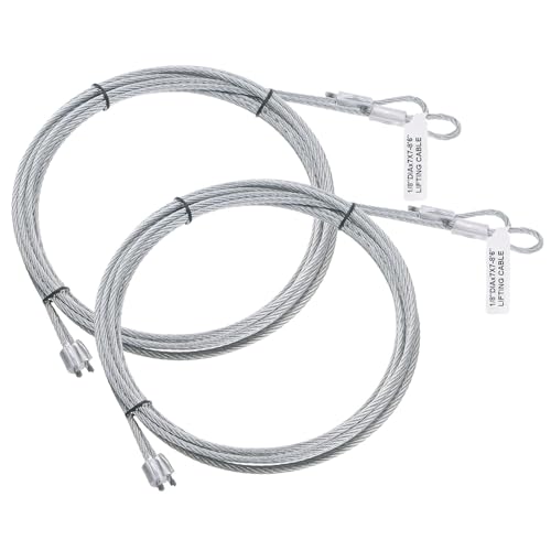 sourcing map 4 Pièces 8,6 Pieds (2,5 Mètres) Câble de Porte de Garage de 3 mm de Diamètre, en Acier Galvanisé