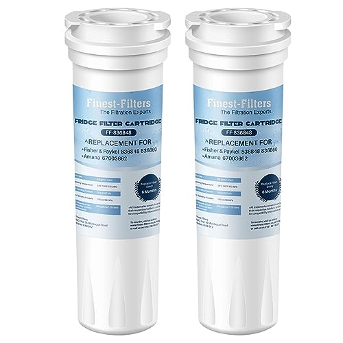 Finest-Filters Filtro dell'acqua per frigorifero, compatibile con Fisher & Paykel 836848, 836860, E404BRXFDU, E522BRXFDU, PS2067635, Amana/Maytag 67003662, RO185014, RO185011, WF60 Filtri Frigo (2