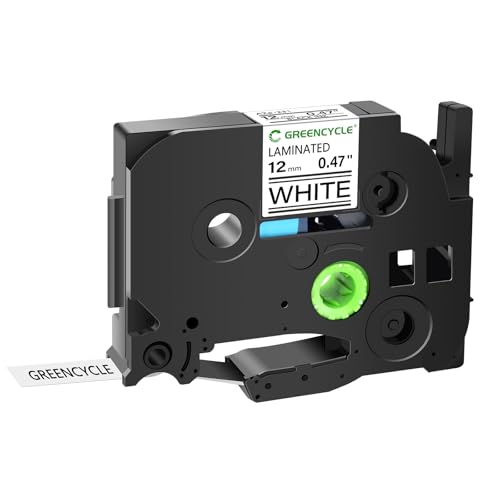 GREENCYCLE 12mm 0.47 Laminated White Tape Compatible for Brother P-touch Label Maker Tape TZe-231 Black on White TZ-231 TZe231 1/2 inch TZe TZ Tape for Ptouch PT-D210 D220 H110 H100 D400 D600, 30 Pack