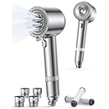 Anycee シャワーヘッド マイクロナノバブル【ダブル増圧・洗浄力】節水シャワーヘッド 手元止水 3段階モード 高水圧 塩素除去 肌&髪ケア向上 美肌 保温保湿 毛穴ケア 汚れ除去 しやわーヘッド お手入れ・取り付け簡単 shower head カートリッジ2本付き 水漏れ防止 M/K/G/Oアダプター付き