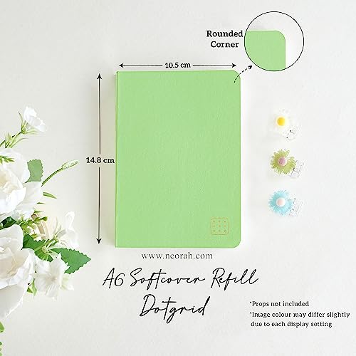 Image of NEORAH -A6Dotgrid Notebook SOFT COVER Organiser REFILL|Dotted notebook Journal |110 GSM |160 pages (Size 14.8 cm x 10.5 cm) Planner Journaling Writing Note Taking Diary,Travellers journal-LIGHT GREEN