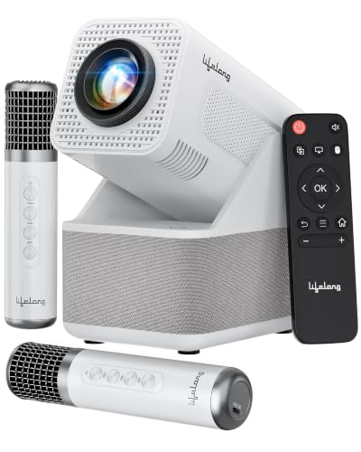 Image of Lifelong Electronics ROAR Projector with 2 Mics | Booming 20W Speakers | Cricket Commentary, Karaoke Party & Room Cinema | 1080P & 4K Ultra HD Support | All Android OTT Apps | Ultra Bright 150 inch Screen