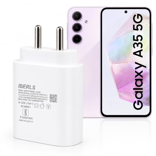 Image of 25W Pd 3A Type-C Super Fast Charging Adapter Compatible with Galaxy A35 /A57 /A37 /A07 /A36 /A56 /A17 /A26 /A06 /A55 / A16 /A15 /Tablet /Galaxy Watch- Charge Your Device with 25 Watt USB C Fast Charger- White