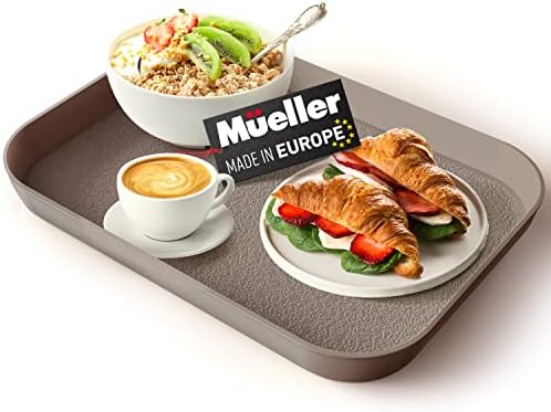 Mueller Reversible Serving Tray, European Made Platter, 2in1, Rectangular Non-Slip Tray, Shatter-Proof, Non-Toxic, for Coffee Table, Kitchen, Outdoors, Dishwasher Safe, Mocha