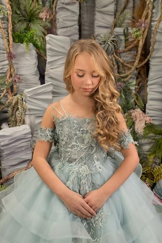 MASRAXO Off Shoulder Flower Girl Dress for Wedding Lace Appliques Pageant Dresses for Girls Formal Party Ball Gown3