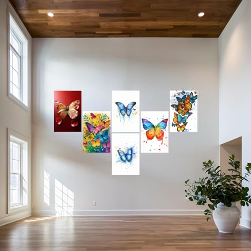Image of SiddArtify Vibrant Butterfly Art Print Set - Sticker - 8x12 Inch - Pack of 6 Wall Room Decoration art Poster Prints