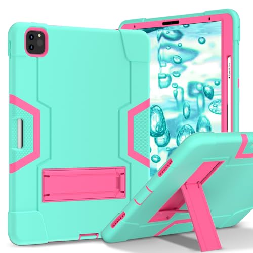 Coque iPad Pro 12.9 antichoc avec béquille verte et rose