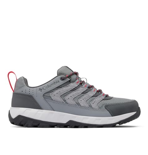 Columbia Tênis de trilha masculino Strata Trail Low, Aço cinza titânio/vermelho montanha, 11