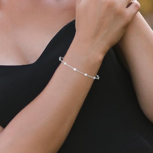 TimeLess Classics Women's Bracelet - Bezel Set Lab Grown Diamond Station Bracelet in 14K Yellow Gold - 4 Carat TW3