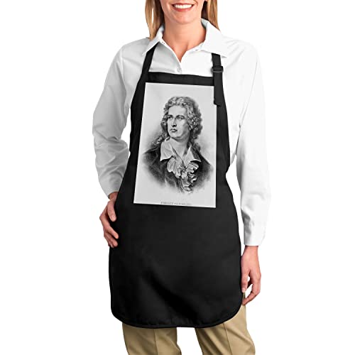 Tablier cuisine premium noir portrait de Friedrich von Schiller en coton robuste