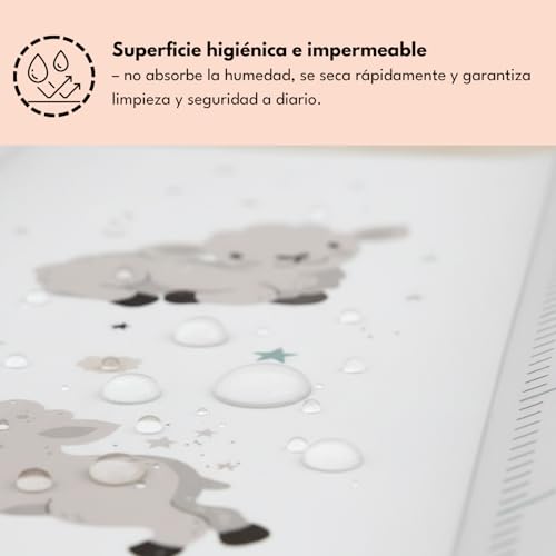 Miniatura 5 de Colchón Cambiador Bebé 70x47 Cm Blanco Con Ovejitas Cambiador Bebé Lavable Y Suave Con Perfil De Seguridad Colchoneta Cambiador Con Relleno Cómodo