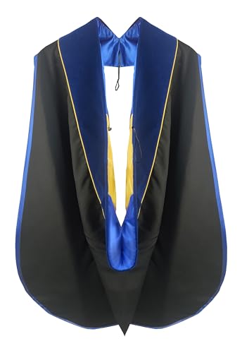 Image of Deluxe Graduation Doctoral Gown Doctoral Hood and Tam 8 Sided Package with Gold Piping Doctoral Regalia
