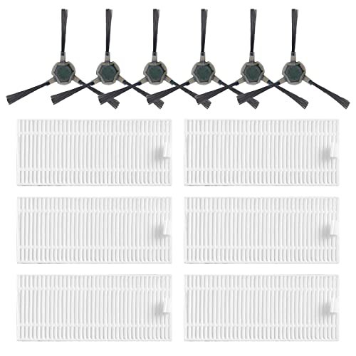 Replacement Parts For Airrobo P20 Robot Vacuum Cleaner Spare Parts Accessories, 6 Side Brushes, 6 Hepa Filters (12 Pcs) #TOP9