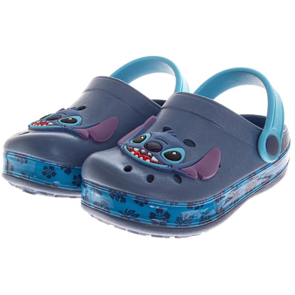 Josmo Lilo & Stitch Girls Clog Sandals Slip-On Slides Closed Toe Clogs with Backstrap Summer Beach Pool Shoes- Blue Size 11-12 Little Kid
