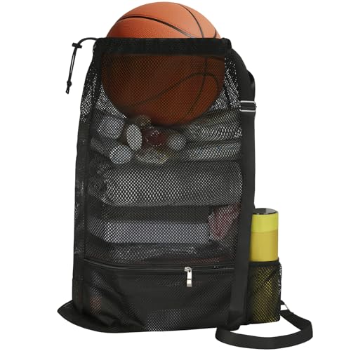 NATURAL STYLE Large Mesh Swim Beach Bag, Mesh Drawstring Gym Bag for Athletic Gym Sports Gear...