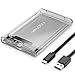 Produktbild deleyCON SSD Festplattengehäuse USB 3.0 für 2,5 Zoll SATA 3 SSD / HDD / 7mm / 9,5mm SATA III Festplatten Externes Gehäuse UASP USB C [Transparent]