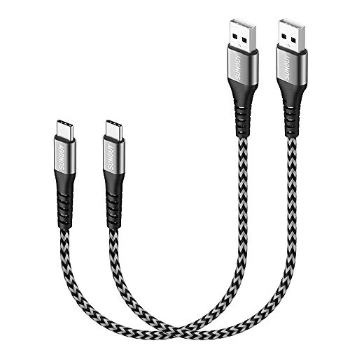 USB C ケーブル 30cm SUNGUY 【2本セット0.3m】急速充電 高速データ転送ナイロン編み高耐性Type cケーブルSamsung Galaxy S10 S9 Xperia XZ3 Huawei Nova 3 4 GoPro Hero 7 6 Nintendo Switch Android 他のタイプCに対応