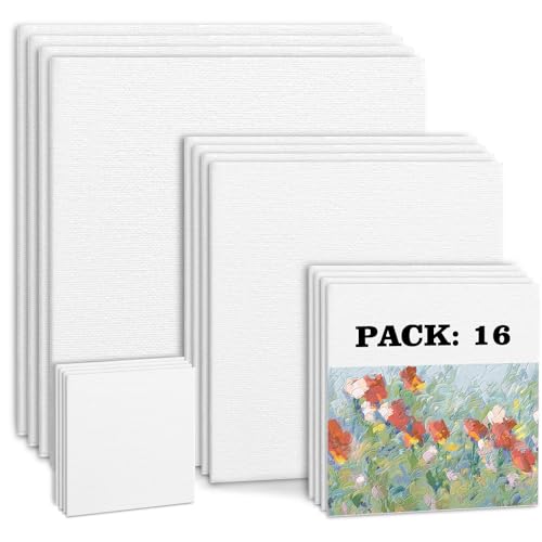Lista de Paneles de lienzo disponible en línea para comprar. 41 Kesntto Pack de 16 Tableros de Lienzo para Pintura, Paneles de Lienzo, Tableros de Lona, Tamaños 30 x 30cm, 20 x 20cm, 15 x 15cm, 10 x 10cm, Panel de Lienzo Blanco en Blanco