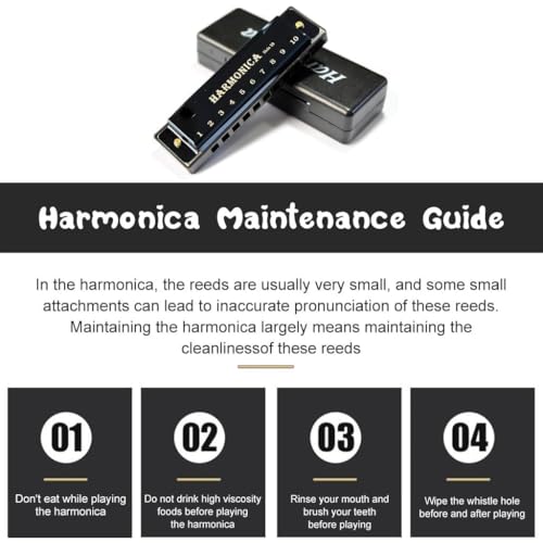 Image of Key C Diatonic Blues Harmonica 10 Hole 20 Tones with Case, Mouth Organ for Beginners, Students, Kids & Professionals