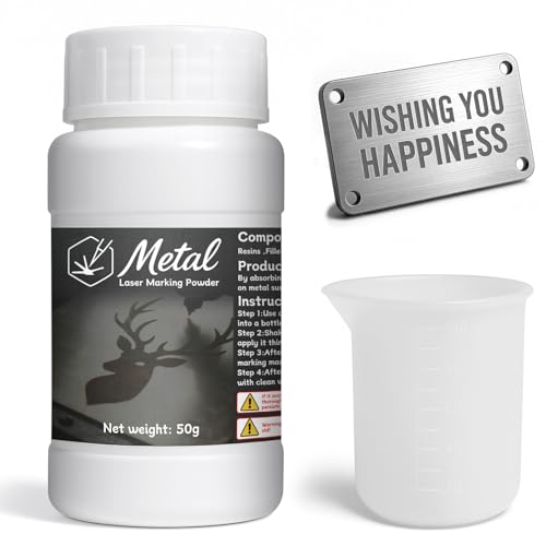 1DFAUL 50g Laser Marking Powder, Metal Marking Spray Fluid for Laser Engraving, High Contrast, Permanent Mark, for Aluminum Stainless Steel Brass