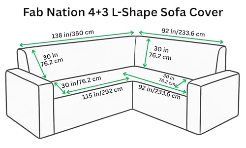 Image of Fab Nation Sofa Cover L Shape 7 Seater with Corner L Type Fully Covered Sofa Set for Living Room | Cotton Sofa Slipcovers for 4 + 3 Seaters Cover Set | Yellow