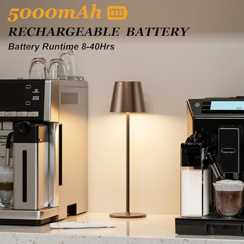 Image of Cordless Table Lamp Rechargeable Brown - KK 2 Pack 5000mAH Battery Operated Lamp for Counter, 3 Color Stepless Dimming Wireless Lamp for Dining Table, Kitchen Counter, Outdoor Patio, Touch Control