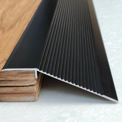 Floor Carpet Seaming Kit, Floor Transition Strip for Vinyl Flooring, 10cm Extra Wide Aluminum Threshold Reducer for Home Office Entry, Low Bumper(Black,90cm/35 inch)