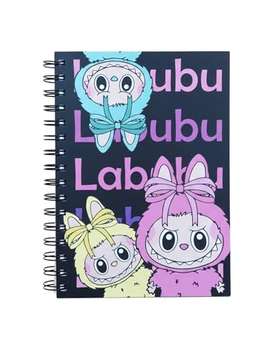 Image of LABUBU Black Cute Spiral Diary - A5 Notebook for Kids Girls | Aesthetic Journal Book with Ruled 200 Pages | 80 GSM | Small Notebook Diary for School | Journaling Diaries | Notes & Gift