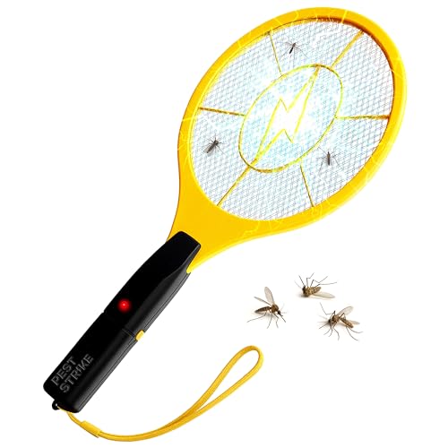 Matamoscas eléctrico – Raqueta de mosquitos e insectos a pilas para Indoot y al aire libre – Matamoscas eléctrico portátil y ligero para un fácil giro (batería no incluida)