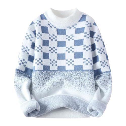 Pull en cachemire épais et chaud pour homme tricot treillis