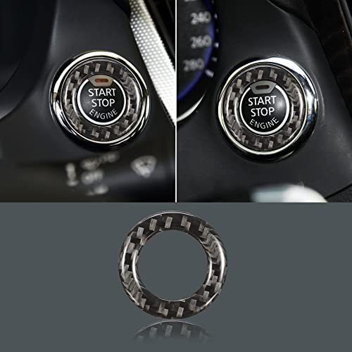 Tomall Carbon Fiber Car Engine Start Stop Ignition Key Ring Sticker Compatible With Infiniti Q60 Q50 Engine Start Button Cover Trims For Car Push Button Cover Ring Decorations Accessories #TOP27