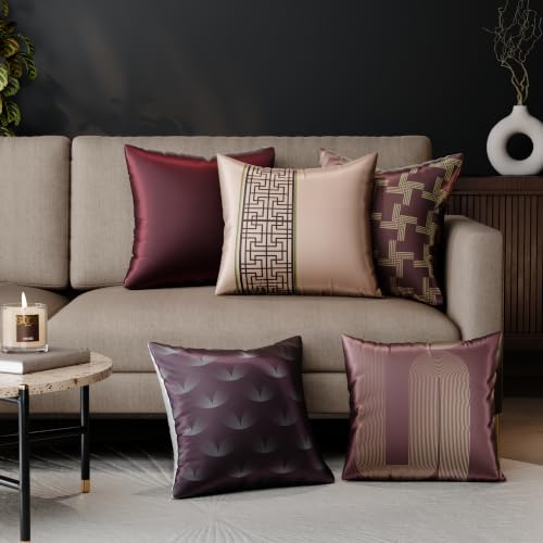 Image of Stoa Paris Cushion Cover Set of 5, Home Decor for Sofa, Bed & Living Room, Digital Printed Cushion Cover 16 Inch x 16 Inch, Soft Touch Finish, Hidden Zip Closure, Cordelia's Courtesy - Cordelia