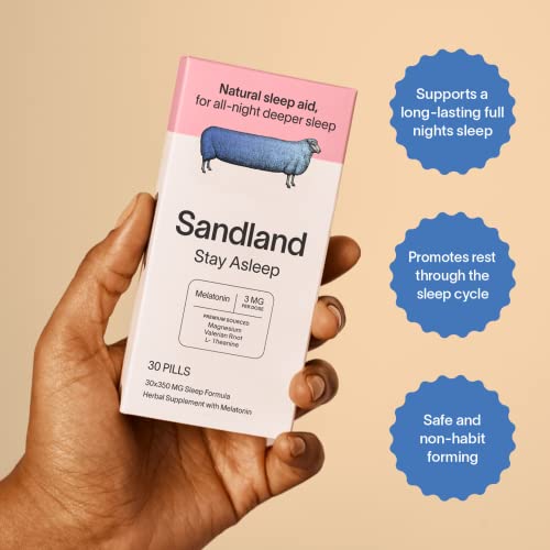 Sandland Fall Asleep Plus Melatonin And Stay Asleep Plus Melatonin, Natural Daily Sleep Supplement, 30 Dissolving Tablets And 30 Pills, 3 Mg Melatonin, Magnesium, Valerian Root, L-Theanine, Peppermint #TOP5