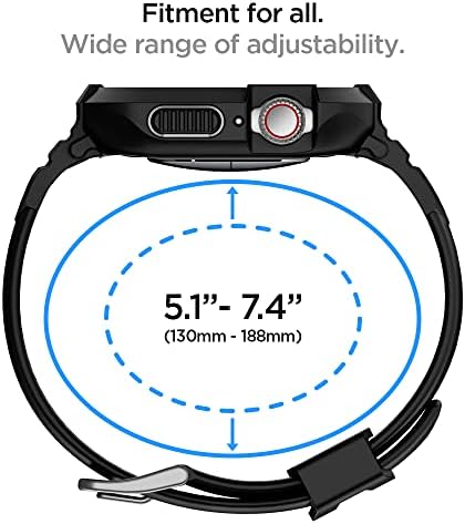 Spigen Rugged Armor Pro Case Compatible with Apple Watch Case with Strap for Series 8/7 41mm and 40mm Series 6/SE/5/4 - Black