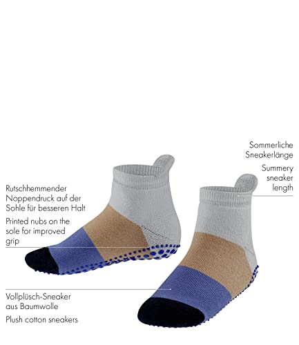 FALKE Stoppersocken Colour Block K Hp Baumwolle rutschhemmende Noppen 1 Paar, Blau Melange 6667, 31-34