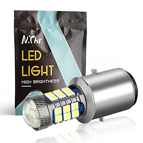 N.thr BA20D H6 LED Motorcycle Headlight Bulbs with Lens,Hi/Lo Beam 5 Sides 360 Degree Upgraded 5050 Chips Super Bright 2500 Lumens 6000K White Motorbike Headlamp Pack of 1â€¦