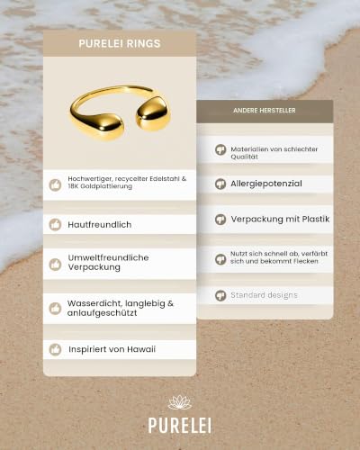 Purelei Embrace Ring (Gold) – Wasserfester Damenring aus langlebigem Edelstahl – Verstellbare Ringe von Größe M bis L… – Ansicht 4