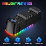 Fisherg 2 Pack Controllers with Charging Dock Station for PS4 Controller, Wireless Controller Compatible with PS4/Pro/Slim Consoles, with LED Charging Dock, Black - Image 3