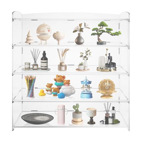 4-Tier Pastry Display Case, Clear Acrylic Bread Storage with Door, Large, 18.7*8.46*19.7in (4-Tier)